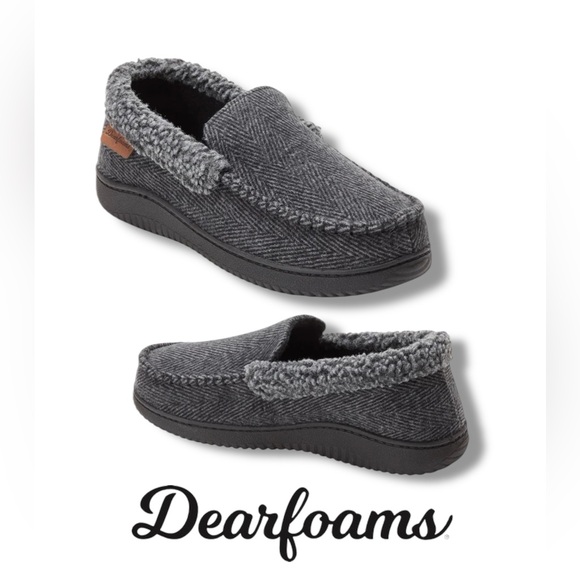 dearfoams Other - Dearfoams Slippers Memory Foam Herringbone Sherpa Mens Size 13-14 XL